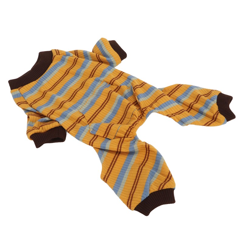 Striped Dog Pajamas Soft Stretchy Warm 4 Legged Puppy Jumpsuit