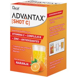 ADVANTAX Shot C, Vitaminas Complejo B + Vitamina C Efervescente, Energía y Antioxidantes