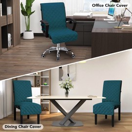 Easy-Going - Funda reversible para silla de oficina, resistente al agua, funda suave para silla de computadora, con hebilla antideslizante para sillón o silla sin brazos (mediano, azul pavo real),