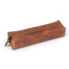 Londo Genuine Leather Zipper Pen, Pencil & Cosmetic Case (Camel)
