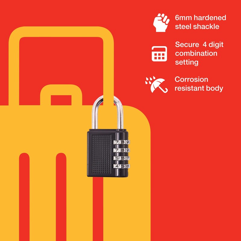 Amtech T1140 4 Digit Combination Padlock Black
