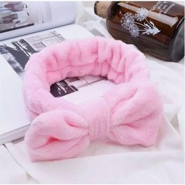 Luxury Plush Spa Headband & Wristbands Set for Skincare - Super Soft & Absorbent in Pink & Grey | Perfect for Makeup, Facial & Home Spa Days (Pink)