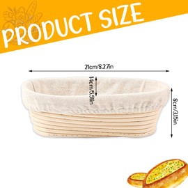KUWUNG Banneton Proofing Basket, Oval Bread Proofing Basket with Cloth Liner, Natural Rattan Sourdough Proving Baskets, For Baking Enthusiasts and Beginners