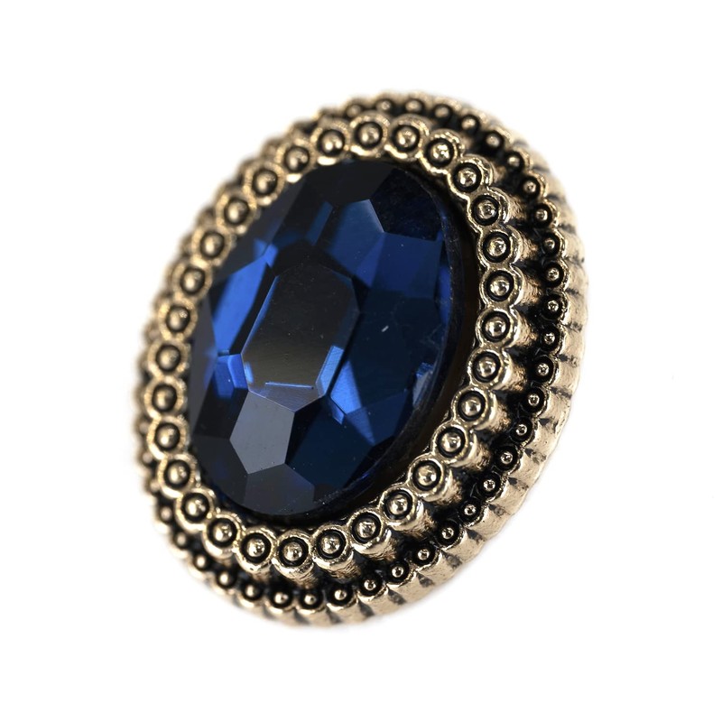 Craftisum 20 pcs Blue Oval Rhinestone Metal Shank Sewing Coat