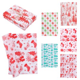 30pcs Tissue Paper Sheet, 19.69x13.78in Winter Tissue Wrapping Paper for Gift Bags 5 Designs Gift Wrap Tissue Paper for Packaging Christmas Wedding Birthday Party DIY Crafts Arts