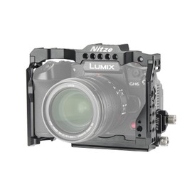 Nitze Camera Cage for Panasonic GH6 Camera with NATO Rail Cold Shoe HDMI Cable Clamp and Built-in ARCA Swiss Plate - T-P02B