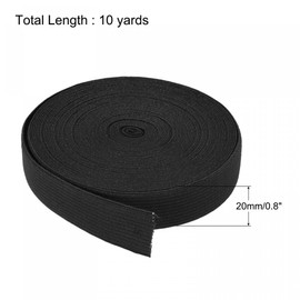 sourcing map Elastic Bands for Sewing 2cm 10 Yard Black Knit Elastic Spool High Elasticity for Wigs, Waistband, Pants