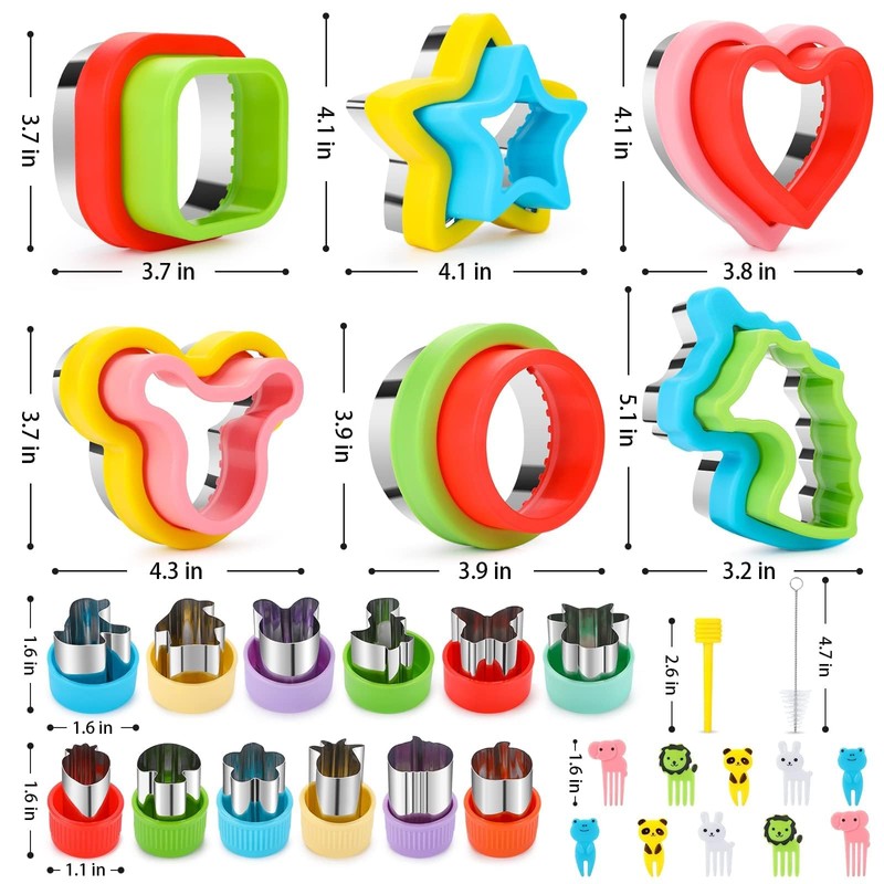 30Pcs Sandwich Cutter and Sealer for Kids Fruit Cutters Shapes