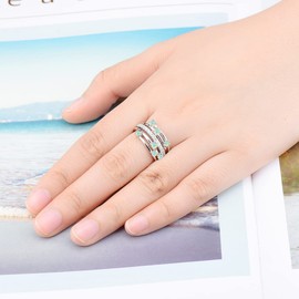 ZhenCai Ethiopian Opal Rings for Women S925 Sterling Silver Setting Natural Gemstone Promise Ring Cubic Zirconia Special Style Fine Jewelry for Birthday Mother's Day (Natural Opal, US Size 8)