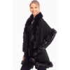 Cashmere Pashmina Group Poncho-Fur-Coat-Cape-Faux Fur-Ruana-blanket-Caplet-Wrap-Shrug-Sweater-dress shawl (Ebony Wool blend cape
