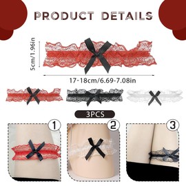 DHJWDUX 3 Stück Hochzeit Strumpfband Braut Geschenk Fertig Modelle Strumpfband Offwhite Hochzeit Schwarz Weiss Rot