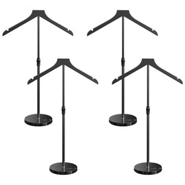 OLV 4 Pack Shirt Display Stand with Upgrade Marble Base, 18-34 Inch Adjustable Mannequin Torso for Vendors Shop, High-end Dress Form Clothes Rack T Shirt Display Holder Jacket Coat Hanger, Black