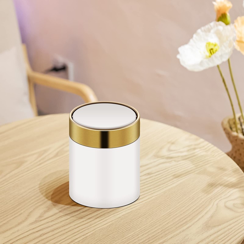 1.5 Liter Mini Trash Can with Lid, Metal Small Tiny