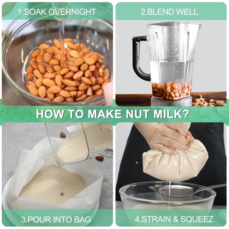 Bellamei 3 pack 14"x14" Nut Milk Bag Extra Large Reusable