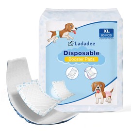 Ladadee Dog Diaper Liners Booster Pads for Female and Male Dogs-80PCS, Super Absorbent Disposable Doggie Puppy Liners Period Pads Inserts for Most Dog Diapers, Pet Belly Bands and Male Wraps
