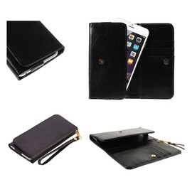 DFV Mobile Premium Crazy Horse PU Leather Wallet Case Cover With Card Slots For = > GABA A8, Black