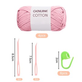 RANJIMA Pink Yarn, Pack of 4 Simple Yarn, Crochet Yarn for Beginners, Highly Visible Stitch Yarn for Crochet with Crochet Accessories, Cotton Nylon Yarn for Clothes, Blankets, Bags, Sweaters