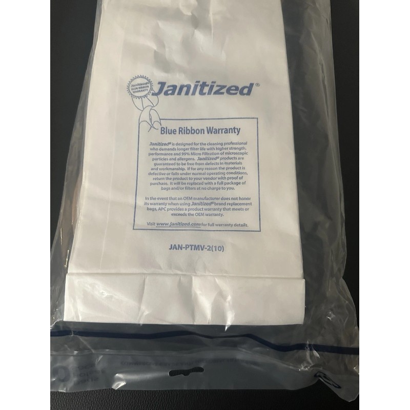 Janitized Vacuum Cleaner Bags JAN-PTMV-2(10) 2x10 Pack CoachVac Micro Filtration