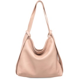 Caspar TL786 Women's Leather 2 in 1 Shoulder Bag Backpack, pink, Unit size