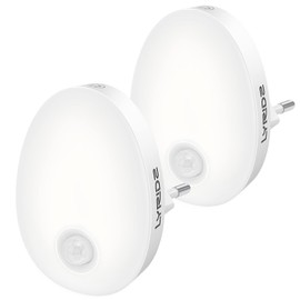 Lyridz Night Light with Motion Sensor, Dimmable Cool White Bright Plug-in Socket Light, Smart LED Light with Adjustable Brightness for Children, Bedroom, Kitchen, Hallway (Pack of 2)