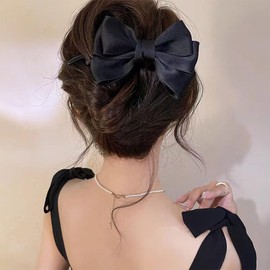 Twist Hair Clip Barrettes for Women Bow Hair Clip Pin for Thick Thin Hair Non Slip Shark Clips Strong Hold French Barrette for Teen Elegant Hair Accessories Decorations for Women Girls Black Hairclip