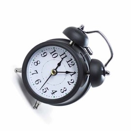 Shanrya Despertador de Cabecera, bajo Ruido de Tictac, Luz de Fondo Suave, Funciona con Pilas, Reloj Despertador de Campana Doble para Dormitorio (Neg