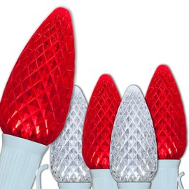 C9 OptiCore LED Commercial Outdoor Christmas Lights – Heavy Duty Christmas String Lights; Wedding Christmas Lights; White Wire (50 Lights, 50 Ft, Red / Cool White)