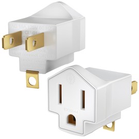 Maximm 2 Prong to 3 Prong Adapter, 2 Pack Turn Any 2 Prong Outlet into A 3 Prong Outlet with Outlet Adapter Converter, White, ETL Listed