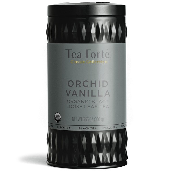 Tea Forte Organic Black Tea Orchid Vanilla, 3.53 Ounce Loose Leaf Tea Canister