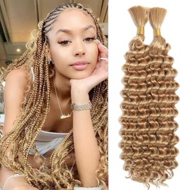 Deep Wave Bulk hair for Braiding No Weft Faux Micro Braiding Hair Braids Extensions for Box Boho Braids 2 Braids Per Pack (27#, 30 Inch)