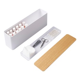 YAMAZAKI Home Tosca Spacious Nail Polish Organizer With Lid - Slim Storage Case With Tray For Nail Care Supplies - Plastic