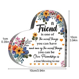 Friendship Gifts, Acrylic Heart Plaque Friendship Gift For Her, Long Distance Relationship Gifts, Inspirational Best Friend Gift, Graduation G-ifts for Women Best Friend