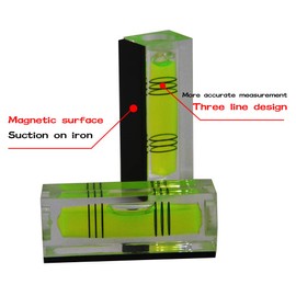 accuracy Mini Level Bubble Small Horizontal Bubble Three Line Horizontal Pearl Level Magnetometer (52 * 20 * 15mm Green magnetism 2PCS)
