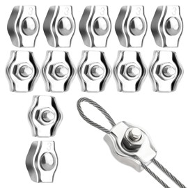 M3 Wire Rope Clamp, Pack of 12 Rope Clamps, 304 Stainless Steel Rope Clamps, Wire Clamp for 3 mm Steel Cable Wire Rope Washing Line Tensioner Awning Fixed