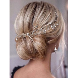 Bufenia Bridal Wedding Rhinestone Hair Vine Bridal Silver Hairpiece Crystal Headband Hair Accessories