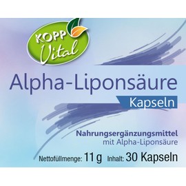 KOPP Vital® Alpha-Liponsäure | 30 Kapseln | 11 g | Premiumqualität | Nahrungsergänzungsmittel | Fettsäure