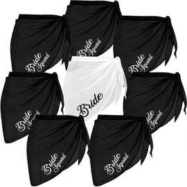 Jiuguva 8 Pcs Bride Beach Cover up Bridesmaid Sarong Bride Bathing Suit for Wedding(White, Black, 75.59 x 20.28 Inches)