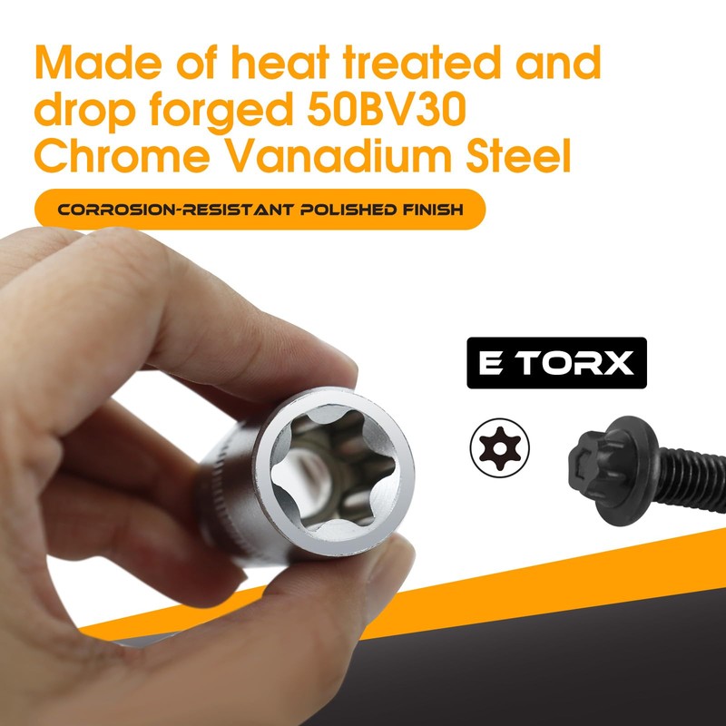 FIFIBANG E-Torx Star Socket Set E4, E5, E6, E7, E8,