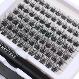 Fenshine Cluster Lashes Individual Lashes Wide Stem C/D Curl 9-15 mm Length DIY Eyelash Extension Individual Soft False Lashes for Personal Use at Home (Mix 9-15 mm, SW-07)