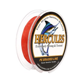 HERCULES Braided Fishing Line 100m 109yds 6lbs-100lbs Pe Superline 4 Strands (Red 20lb/9.1kg 0.20mm)