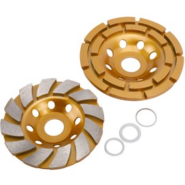 Toolly 2 Pack Diamond Cup Grinding Wheel, Including 4-1/2 Inch Double Row Grinding Wheel, 4 Inch 12-Segment Turbo Row Grinding Wheel Angle Grinder Disc for Grinder Polishing and Cleaning Stone