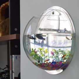 DSBAOMA Wall Mounted Fish Bowl Hanging Betta for Aquarium Wall Decor Plant Fish Bubble Bowls Clear Acrylic 5.9" 7.7" 10.2"