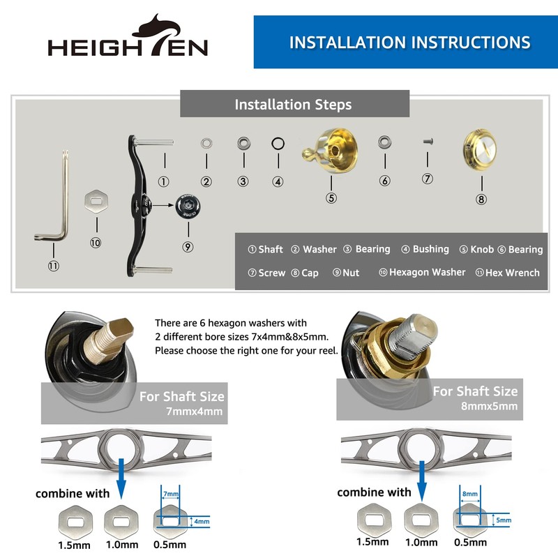 HEIGHTEN Fishing Reel Handle Without Knob for Shimano Daiwa Baitcasting