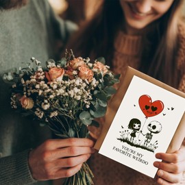 Wonkali Wonkali Gothic Weirdo Valentines Day Cards, You're My Favorite Weirdo Valentine's Day Cards with Envelopes for Him, Her, Husband, Wife, Fiance