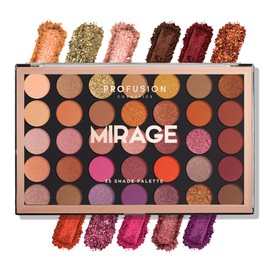 Profusion Cosmetics Mirage 35 Shade Eyeshadow Palette – Ultra-Pigmented Powder in Bright, Vibrant Colors for Stunning Eye Looks, Skin-Friendly, Vegan & Cruelty-Free Makeup