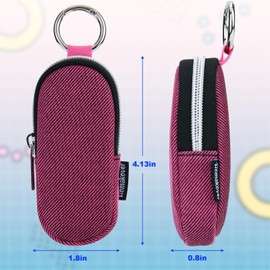 Portable Lip Balm Organizer Case with Keychain, Travel Chapstick Holder Storage Bag, Waterproof Small Cosmetic Organizer, Anti-Lost Lipstick Lip Gloss Sleeve Pouch Keeper Case (Rose Red, Large)