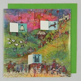 Swiss Kiss Journey of the Magi Nativity Christmas Advent Calendar Card 150 x 150 mm 24 small windows with coloured envelope