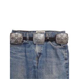 Axesoria Hot Style: Western-Inspired Buckle-Size Concho Belt Black M/L