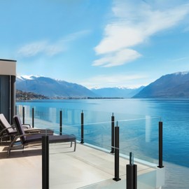 CVTER Glass Railing Post, 41.3"/304 Stainless Steel/Black Glass Railing with T Spigot Slots&Base, Glass Railing System Clamp Bracket for Balustrade, Balcony, Stairs, Deck, Patio, 105cm