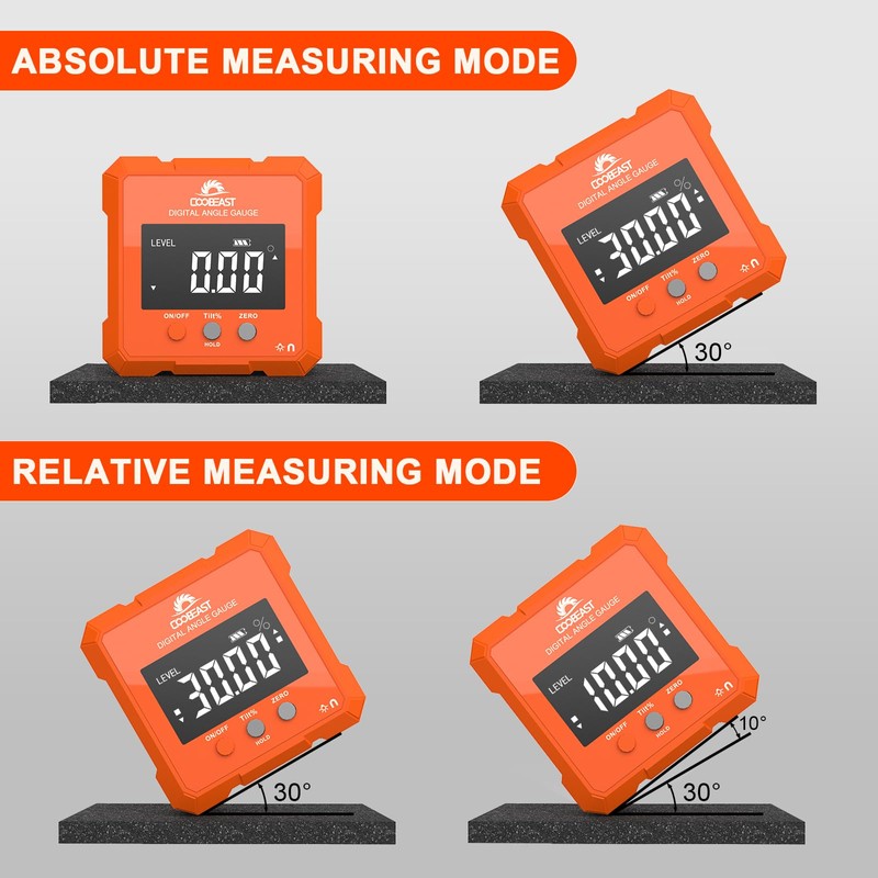 Coobeast Digital Angle Finder, Digital Level Angle Gauge with Backlight
